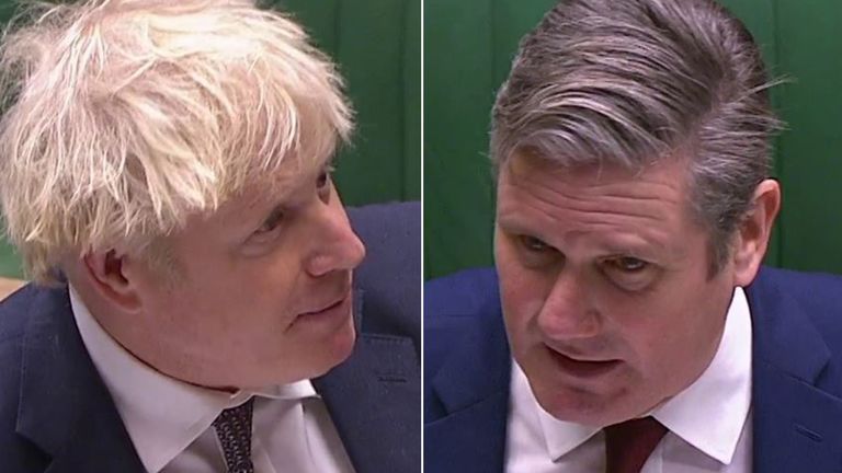 Boris Johnson and Keir Starmer at PMQs